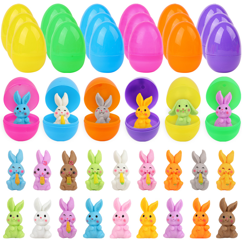 Party Games Easter Egg - ไข่อีสเตอร์ 24 ชิ้น พร้อมตุ๊กตากระต่าย สำหรับเด็ก ใช้ในงานปาร์ตี้อีสเตอร์