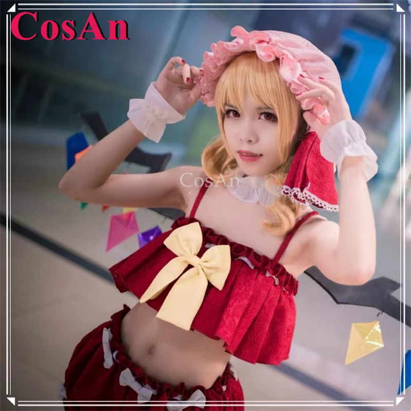 Party Games New - ชุดคอสเพลย์เกม Touhou Project ฟลานเดอร์ สการ์เล็ต【แบบสั่งทำ】 ชุดว่ายน้ำน่ารักหวานแหวว