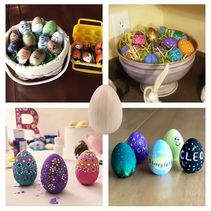 Party Games Easter Egg - ไข่อีสเตอร์ไม้คุณภาพสูงสำหรับระบายสี ตกแต่งงานอีสเตอร์ ของชำร่วยงานปาร์ตี้ เกมสำหรับเด็กสำหรับการระบายสี ย้อมสี และตกแต่ง