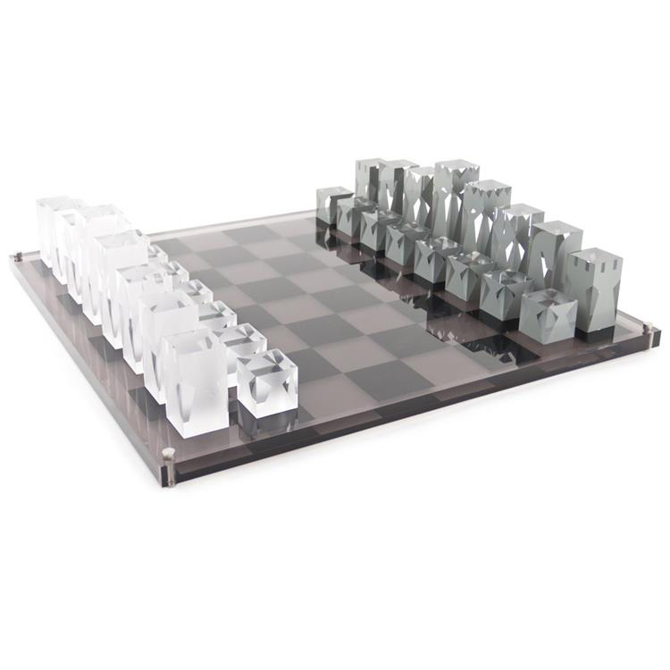 Book Party Games - ของตกแต่งหมากรุกสุดประณีต สร้างสรรค์ด้วยการพิมพ์สีเทาโปร่งแสง หมากรุกอะคริลิกใสสำหรับงานปาร์ตี้